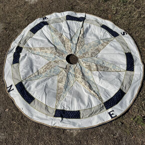 Trimsetter By Dillard’s Nautical Navy Ocean Christmas Tree Skirt 60” NWT - Picture 2 of 6